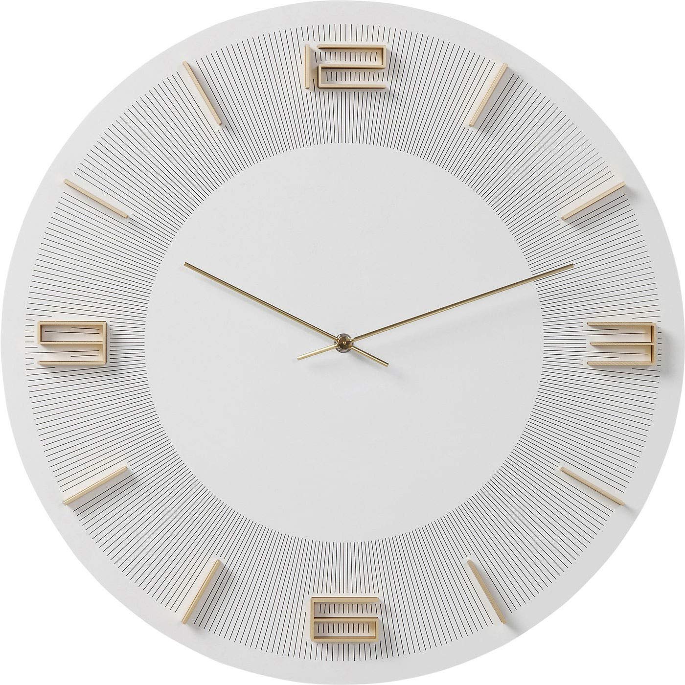 Kare Design Wanduhr Leonardo, Weiß/Gold, 49cm Durchmesser, Uhr, Holz, Aluminium, rund, 49x49x5 cm (H/B/T)