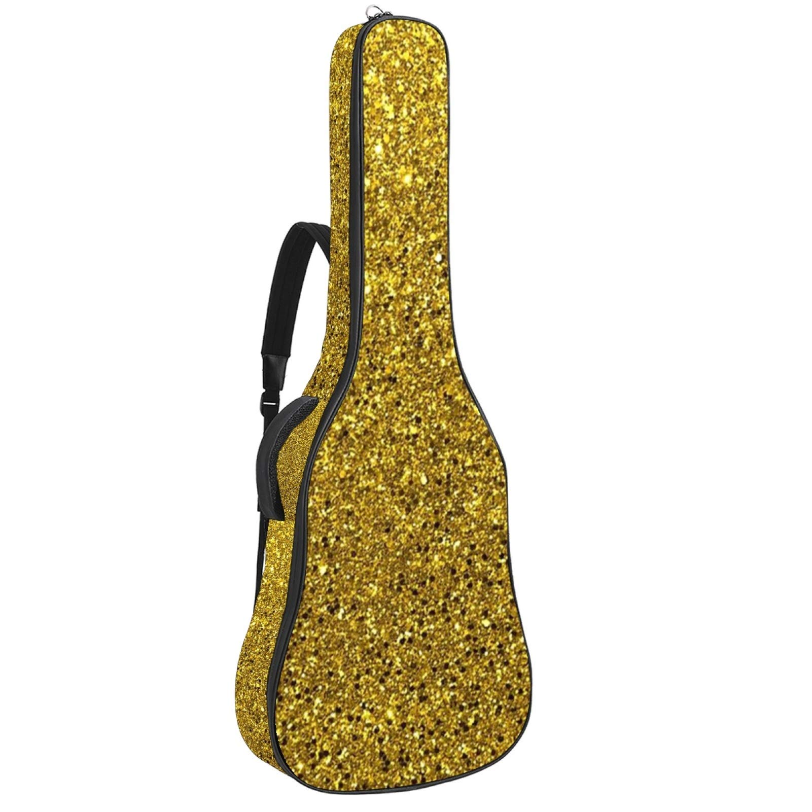 Gitarrentasche mit Reißverschluss, wasserdicht, weich, für Bassgitarre, Akustik- und klassische Folk-Gitarre, Gold-Glitzer