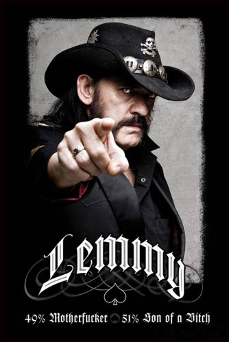Close Up Motörhead Lemmy Kilmister Poster (93x62 cm) gerahmt in: Rahmen schwarz