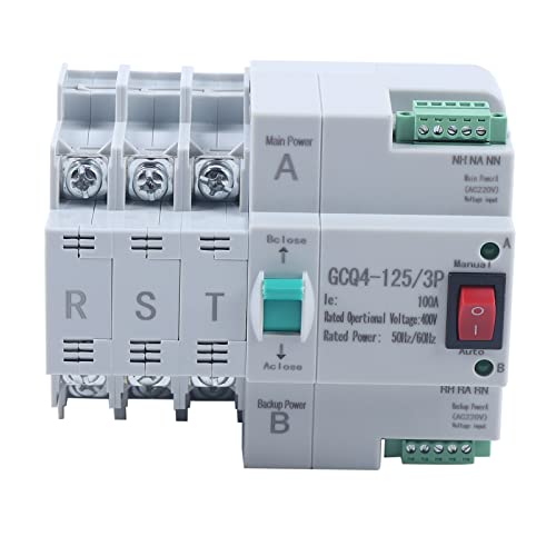 Übertragungsschalter, 3P AC 230V 63A Dual Power Automatischer Unterbrechungsfreier 2-Wege Übertragungsschalter Controller, Transfer Kippschalter für Generatoren, Doppeltransferschalter