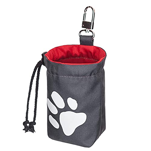 Rundum Home Leckerli-Beutel für Hunde, Futteraufbewahrung für Hundetraining, Schrumpftaschen Design mit Clip Schnalle,Hundeleckerli-Tasche für freihändiges (grau)