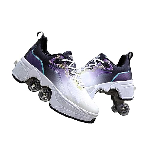 Roller Skate Shoes, Schuhe mit Rollen Einklappbar, Rollschuhe Schuhe mit Rollen, Rollschuhe Skateboard für Jungen Mädchen Kinder Erwachsene
