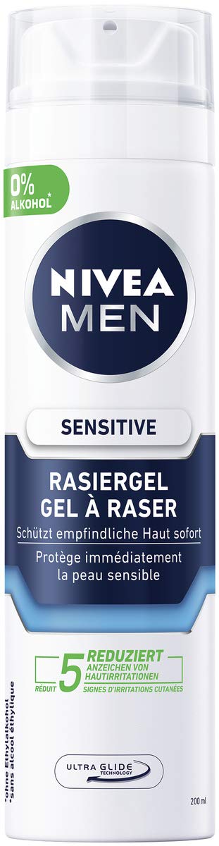 NIVEA MEN Sensitive Rasiergel im 6er Pack (6 x 200 ml), Rasiergel für eine glatte und sanfte Rasur, schonendes Rasiergel für Herren
