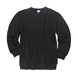 Herren Sweatshirt schwarz Big Size 100% Baumwolle Rundhals in Übergrößen XXL bis 12XL, Größe:3XL
