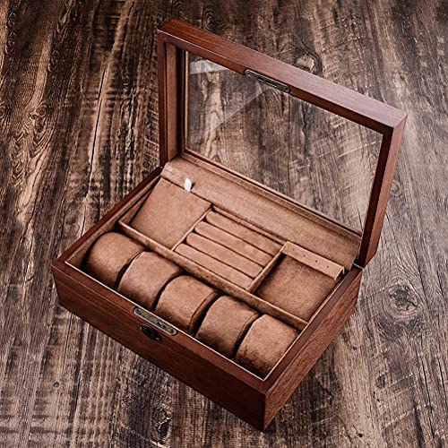 ACMHNC Holz Schmuckkasten für Herren, Abschließbarer Schmuckkästchen Damen Schmuck Aufbewahrungsbox für Uhren Ringe Ohrringe Armbänder und Halsketten