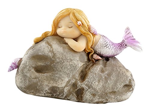 Top Collection Miniatur-Statue für Feengarten und Terrarium, kleine Meerjungfrau auf Felsen
