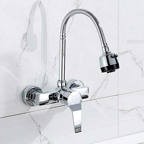 Stream Spray Bubbler Badezimmer Küchenarmatur Wandmontierter Dual-Loch-Heiß- Und Kaltwasser-Flexrohr-Küchenmischer