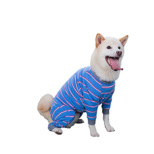 Großer Hunde-Pyjama, flexibel, gestreift, für Hunde, mit vier Beinen, langärmelig