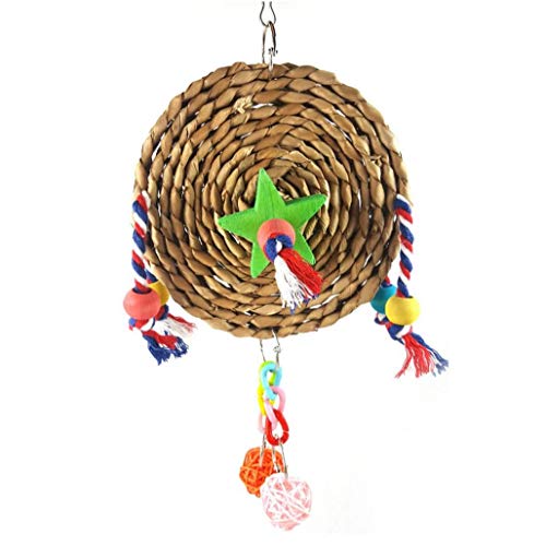 Feewerain Haustier-Vogel Chew Spielzeug Stroh Hanging Bites Spielzeug für Papageien Sittich Ara Wellensittiche Biss Vogelkäfig Zubehör 15cm