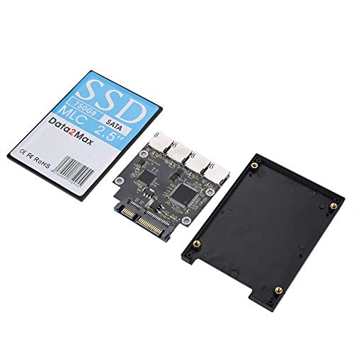 Diyeeni 4-Port SD zu SATA Adapter, 4X Micro SD/TF Speicherkarte zu SATA Adapter, SD Speicherkartenadapter SATA HDD/SSD, SD/TF zu SATA Elektronische Festplatte
