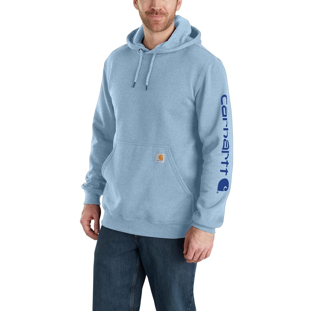 Carhartt, Herren, Weites, mittelschweres Sweatshirt mit Logo-Grafik auf dem Ärmel, Alpines Blau meliert, L