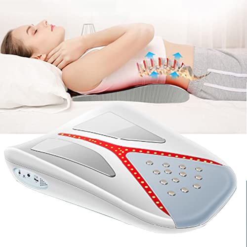 Lumbar Massagegerät mit 38-48℃ 3 Stufen Wärme, TENS + EMS Doppelpuls Taillenmassagegerät mit Externem Massagepflaster & Gauss-Magnet & Rotlichtbestrahlung, zur Lenden Linderung von Schmerzen