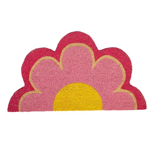 Fisura – Original Fußmatte Blume“ aus Kokosnuss mit Rutschfester PVC-Rückseite. Fußabtreter in origineller Form. Rosa Fußabtreter. Handbemalt. Maße: 70 cm x 40 cm.