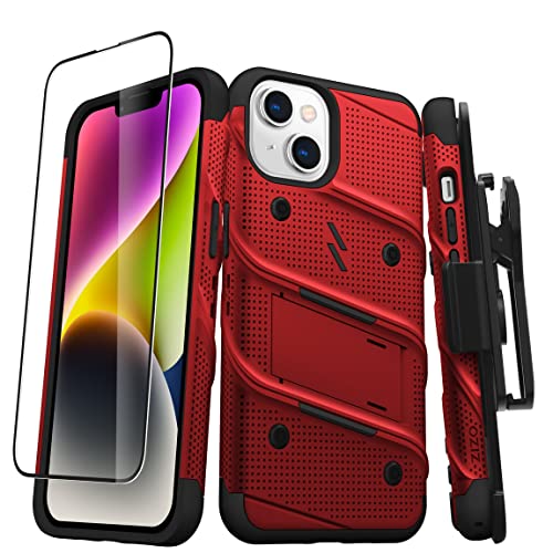 ZIZO Schutzhülle für iPhone 14 (6.1), mit Displayschutzfolie, Ständer, Rot