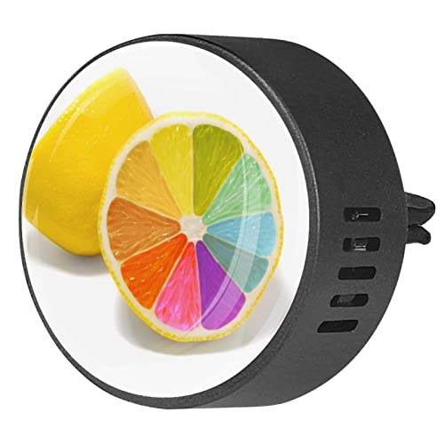 Quniao Rainbow Lemon 2PCS Custom Car Aromatherapy Air Freshener Diffuser Car Fragrance Diffuser Locket Car Diffuser Vent Clip Apply for Car, Office, Kitchen