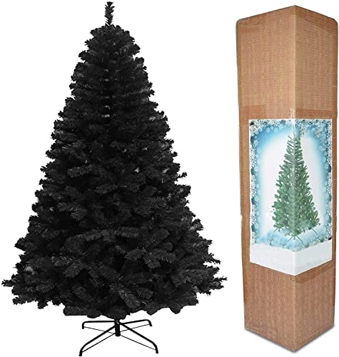 5 ft Weihnachtsbaum schwarz Künstlicher Baum 390 Spitzen mit Metall Ständer
