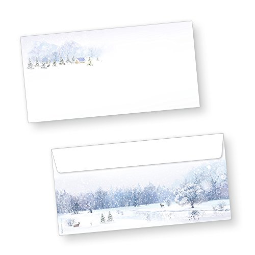 Weiße Weihnacht 500 Stück Weihnachts-Briefumschläge Din lang ohne Fenster Umschläge für Weihnachten selbstklebend haftklebend