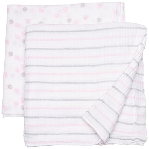 lulujo Baby Muslin Swaddling Blankets and Stroller Clips Baby Set, Pink by lulujo Baby