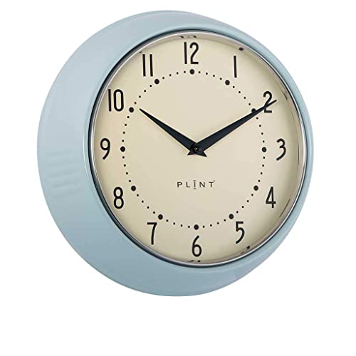 Plint Retro Wanduhr Silent Non-Ticking Decorative Ice Color Wall Clock, Retro Style Wall Decoration for Kitchen Living Room Home, Office, Schule, Easy to Read Large Numbers