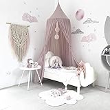 Namgiy Baby Baldachin Betthimmel Chiffon Hängende Rund Moskitonetz für Babys Bett, Spielzelte, Kinderzimmer Höhe 240 cm Saumlänge 260cm (Grau-lila)