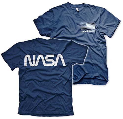 Nasa Offizielles Lizenzprodukt Schwarz Flag Herren T-Shirt (Marineblau), XL