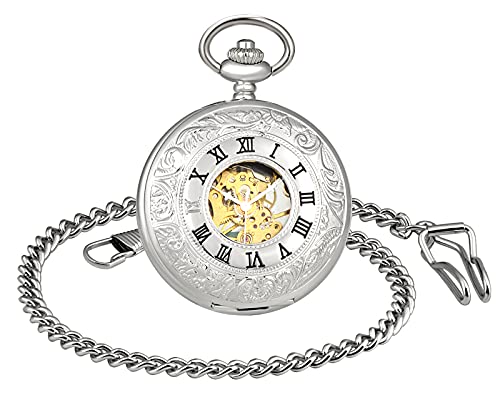 SUPBRO Damen Herren Taschenuhr Analog Mechanische Kettenuhr Uhr Pocket Watch mit Halskette Pullover Kette Unisex