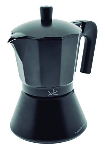 Jata Hogar Italienische Kaffeemaschine Full Induktion, Aluminium, Schwarz, 18.40 x 14.5 x 24,5 cm