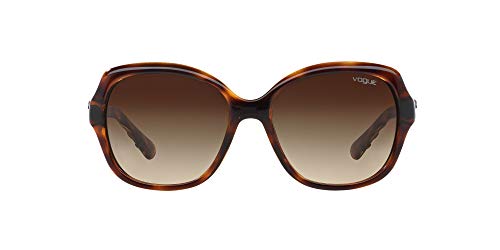 Vogue Eyewear Damen VO2871S Sonnenbrille, Braun (Striped Dark Havana 150813), One size (Herstellergröße: 56)