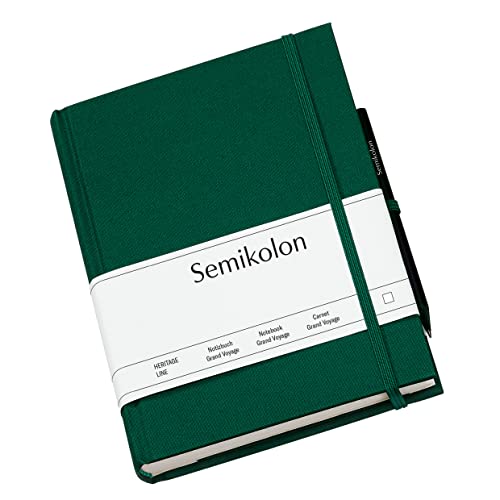 Semikolon (364101) Reisetagebuch Grand Voyage blanko forest (Grün) - Tagebuch mit 304 Seiten - 2 Lesezeichen, Weltkarte, uva. - Notizbuch A5 - Format: 14 x 19,2 cm
