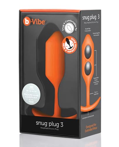 b-Vibe - The Snug Plug 3 – Orange – 180 Gramm Analplug mit ausgestelltem Sockel und gewichteten Kugeln