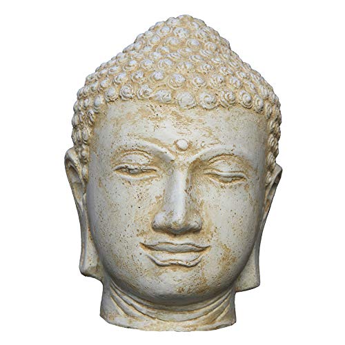 STONE art & more Buddha-Kopf, weiß antik, 30 cm, Steinfigur, Steinguss, frostfest