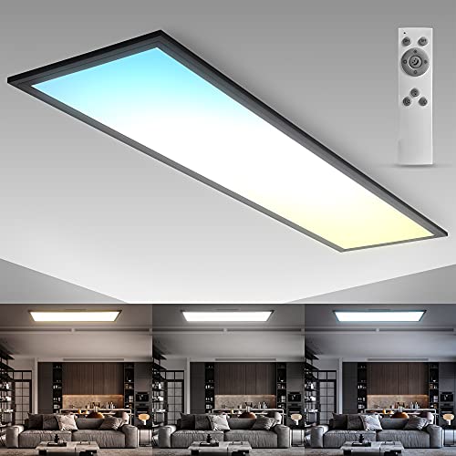 B.K.Licht LED Panel I 1 Meter I dimmbar I Farbtemperatursteuerung CCT I Fernbedienung I Timer I 24 Watt I 2.200 Lumen I schwarz