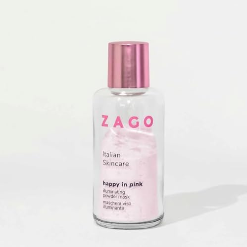 Zago Milano HAPPY IN PINK Aufhellende Gesichtsmaske aus Pulver verhindert Verstopfung der Poren und Hautalterung VEGAN 60 g
