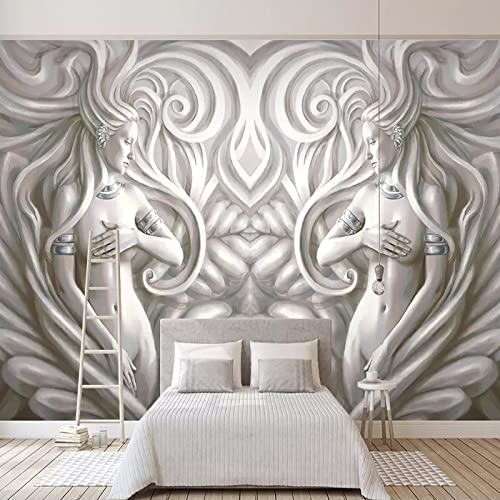 Yimesoy Benutzerdefinierte Wandbild Tapete 3D Europäischen Stil Geprägte Schönheit Skulptur Moderne Wohnzimmer Tv Hintergrund Wandmalerei 350Cm(W)×245Cm(H)