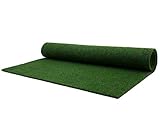 Rasenteppich ohne Noppen Meterware GARDEN B1 - Dunkel-Grün, 4,00m x 5,00m, Schwer Entflammbarer Indoor Kunstrasen, Teppichboden für Innenbereiche