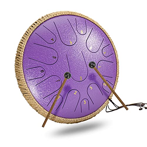 Lipeed 14Zoll 15 Tone ätherische Trommel Schlagzeug Instrument, Tongue Drum,Steel Pan Töne Schlaginstrument Hand Pan Drum mit Trommelschlägeln Tragetasche Note Sticks für Meditation