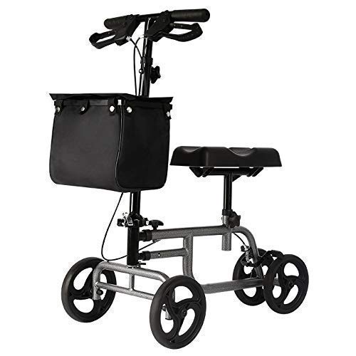 Gehhilfe für ältere Menschen, Rollator, vierrädriges Gehgestell mit Bremssitz und Tasche mit Sitz, ultraleichte, vierrädrige Hilfe, höhenverstellbare Vordertasche