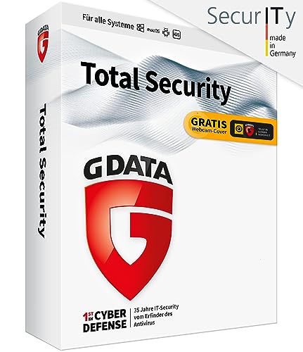 G DATA Total Security 2020 | 1 Gerät - 1 Jahr, DVD-ROM inkl. Webcam-Cover | Virenschutz Windows, Mac, Android, iOS | Made in Germany
