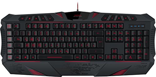 Speedlink PARTHICA Gaming Keyboard - Gaming Tastatur (93 Tasten konfigurierbar, 15 Tasten frei programmierbar, LED-Beleuchtung) Schwarz - IT Layout