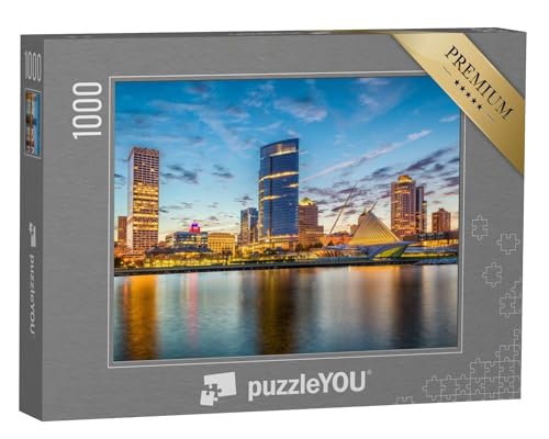 puzzleYOU: Puzzle 1000 Teile „Milwaukee, Wisconsin: Stadtsilhouette am Michigansee“