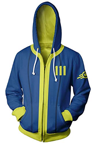 Nate Hoodie Game Cosplay Kostüm Halloween Karneval Vault 111 Sweatshirt Pullover Jacke Gr. XX-Large, blau