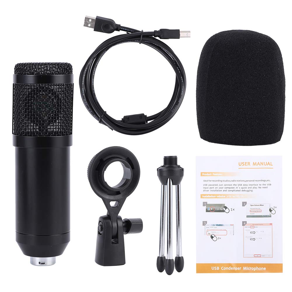 USB-Mikrofon, Metall mit 2 Einstellknöpfen USB-Kondensatormikrofon, langlebig Praktisch für Männer, die Frauen singen