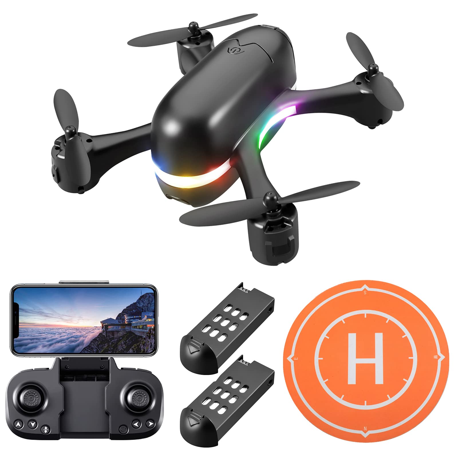 DEVASO Drohne mit Kamera 1080P HD für Kinder, FPV Kamera Live Übertragung Handy mit 30min Flugzeit, Quadrocopter Mini Drohne Spielzeug Geschenk für Kinder, Anfänger