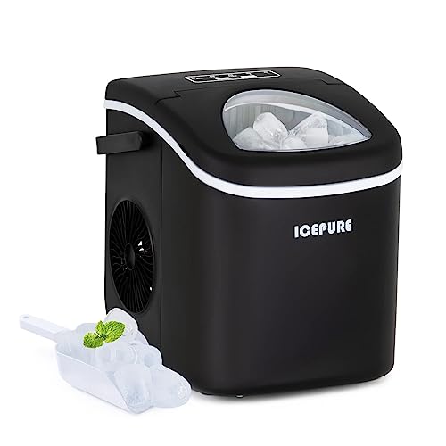 Smart Ice Maker, Portable Countertop Ice Maker Machine with Self-clean Function, 9 Ice Cubes Ready in 8 Minutes, 44lbs Ice in 24 Hours, LCD Display, Ice Scoop and Basket, Perfect for Home/Office/Bar