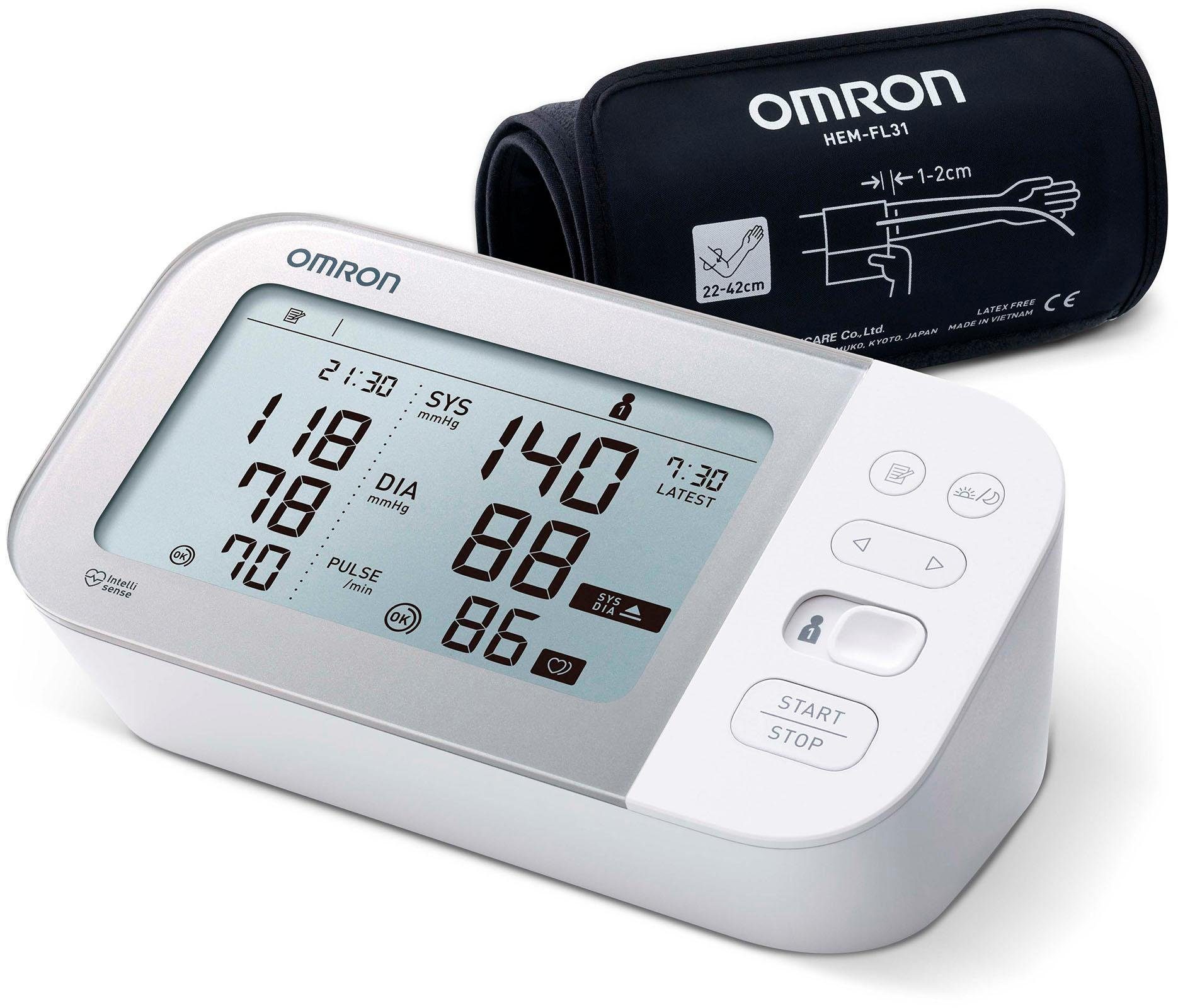 Omron X7 Smart Oberarm-Blutdruckmessgerät mit Bluetooth und Intelli Wrap Manschette, weist auf mögliches Vorhofflimmern (Afib) hin