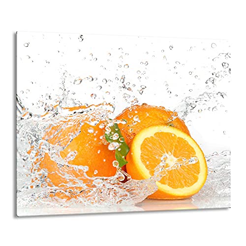 FTB Gsmarkt | Herdabdeckplatte Schneidebrett Spritzschutz 60x52 | Bild auf Glas | Sicherheitsglas Gehärtetes Glas Bild | Motiv Orange