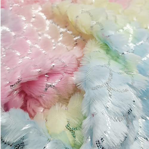 Yimihua PV Plüschstoff meterware Farbe Kunstfell fleecestoff Brünierung von Fischschuppen Polsterstoff für Bastelmaterial Hintergrund DIY Nähen 160X100cm(Size:2m)