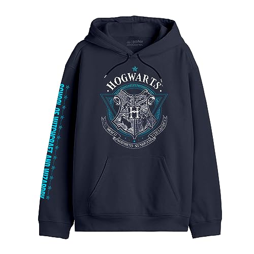 Elbenwald Harry Potter Hogwarts School of Witchcraft Hoodie für Herren Damen Unisex Baumwolle blau - S