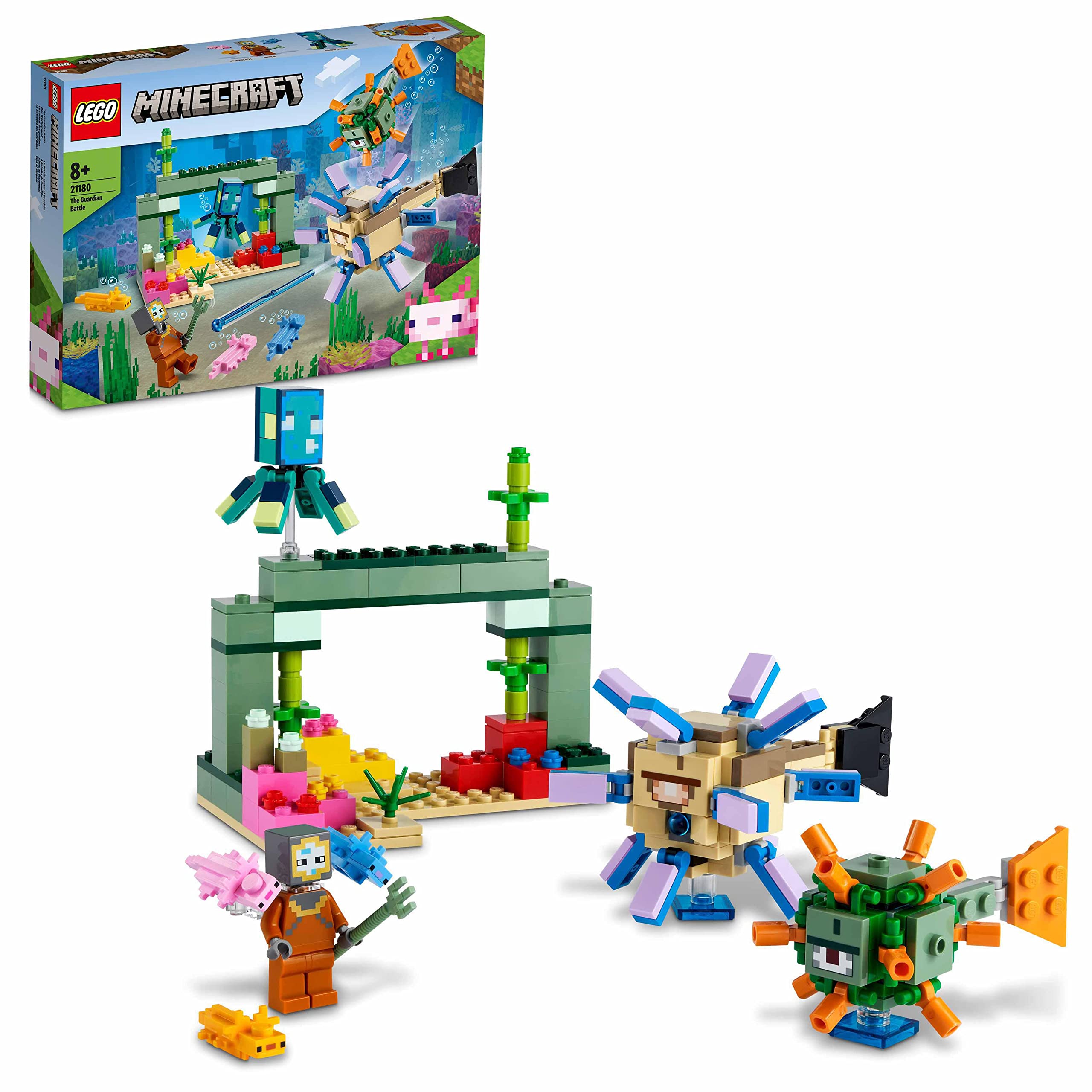LEGO 21180 Minecraft Das Wächterduell, Unterwasser-Abenteuer, Kinderspielzeug ab 8 Jahren, Geschenk für Kinder, mit Figuren und Kreaturen