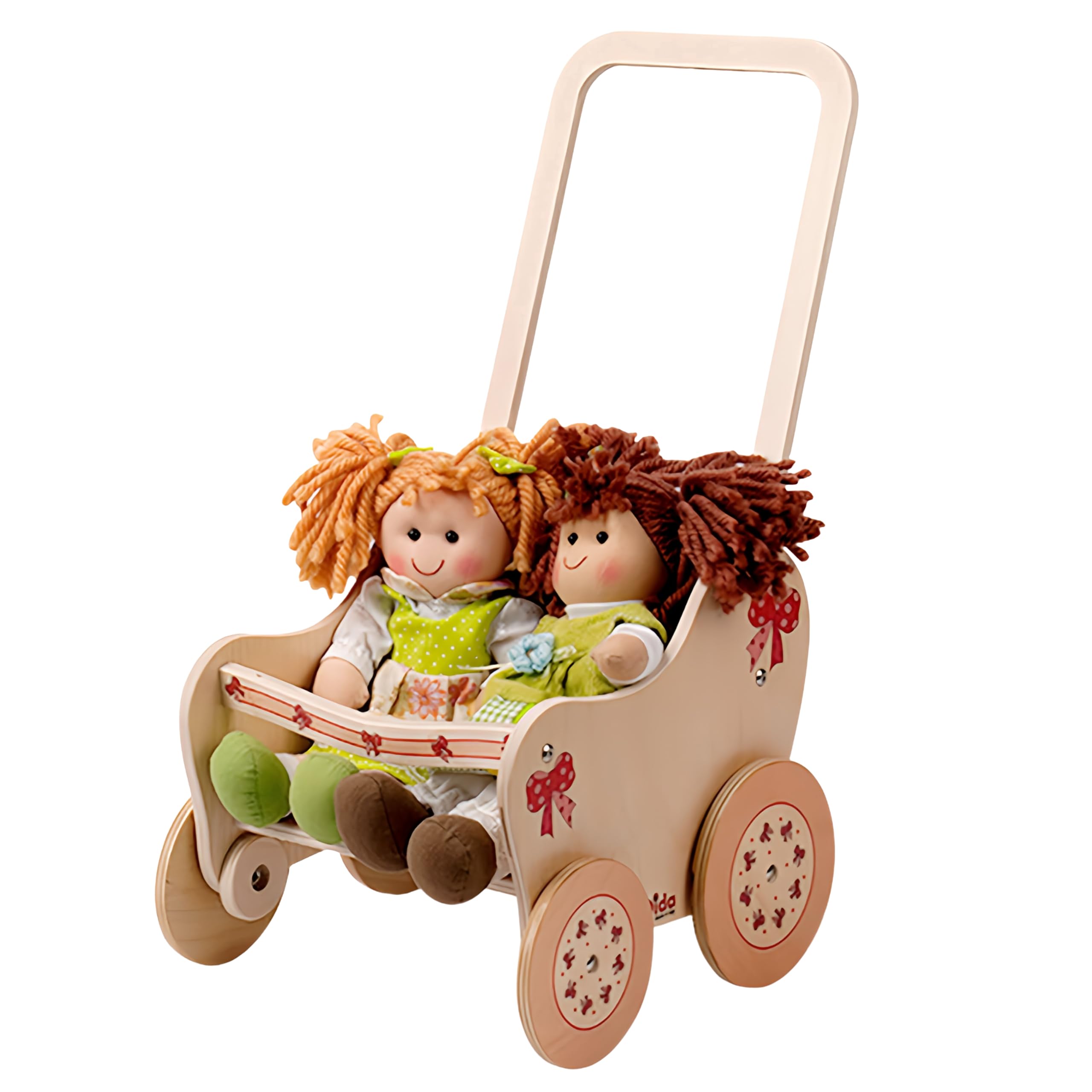 Dida - Der Puppenbuggy Aus Holz Dekoration Schleife Ist EIN Holzpuppenwagen Für Kleinkinder Nützlich Auch Als Lauflern Wagen